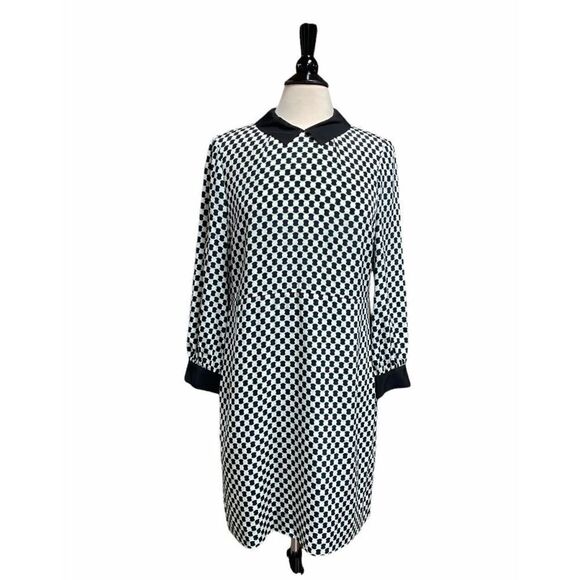 Kate Spade Black-white-Aqua Peter Pan Collar Dress Size 8 - Picture 1 of 7